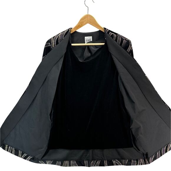 R&M Richards Gorgeous Vintage Black Velvet Gold Silver Evening Blouse Women 14P - Picture 6 of 9